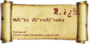 Mühl Árvácska névjegykártya